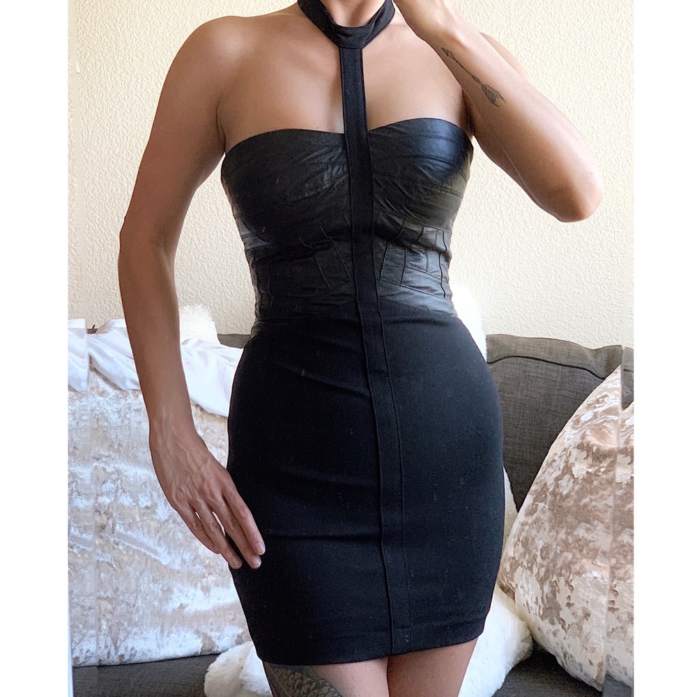 💕HP💕EUC bebe Black Leather Dress